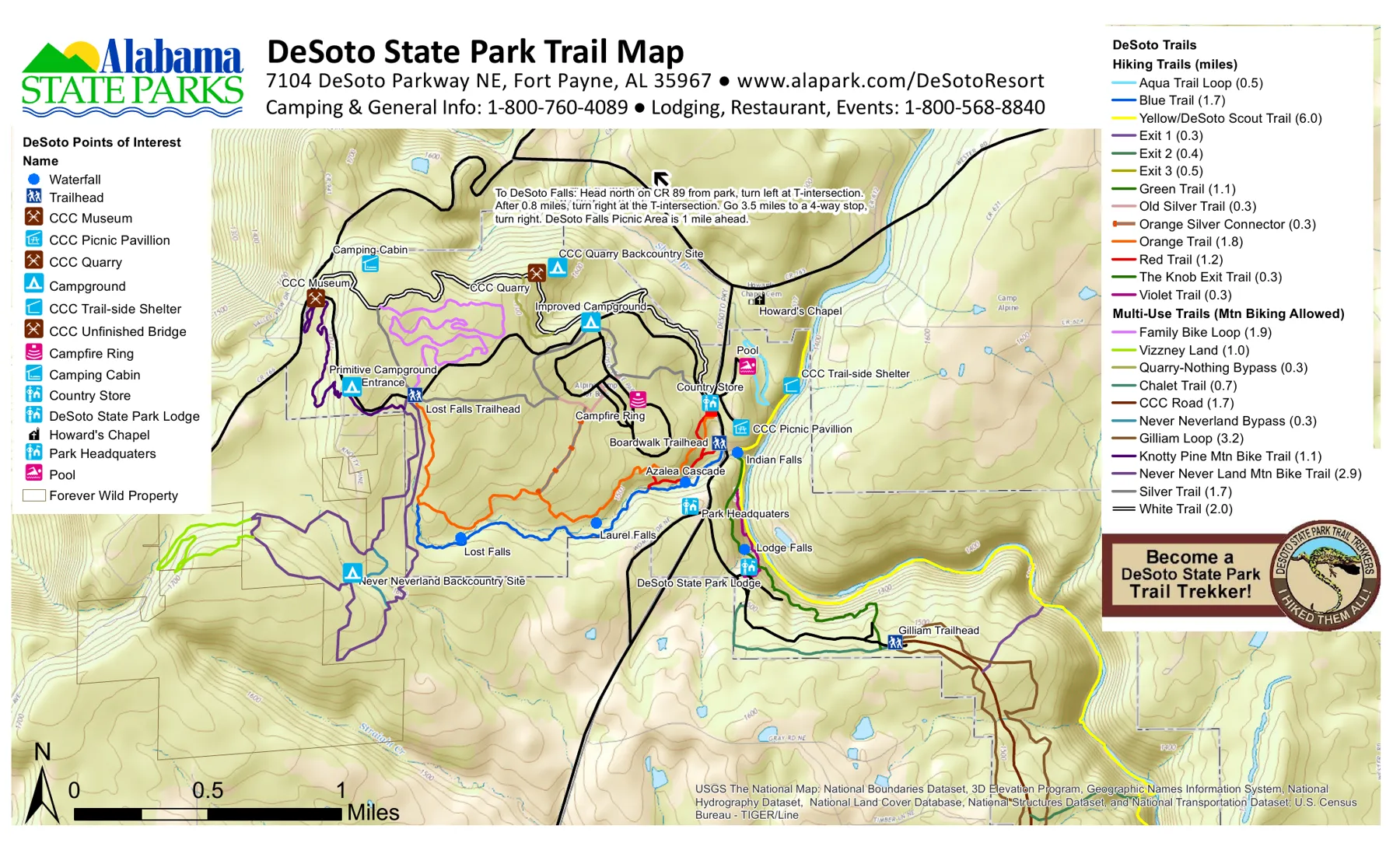 DeSoto State Park trail map