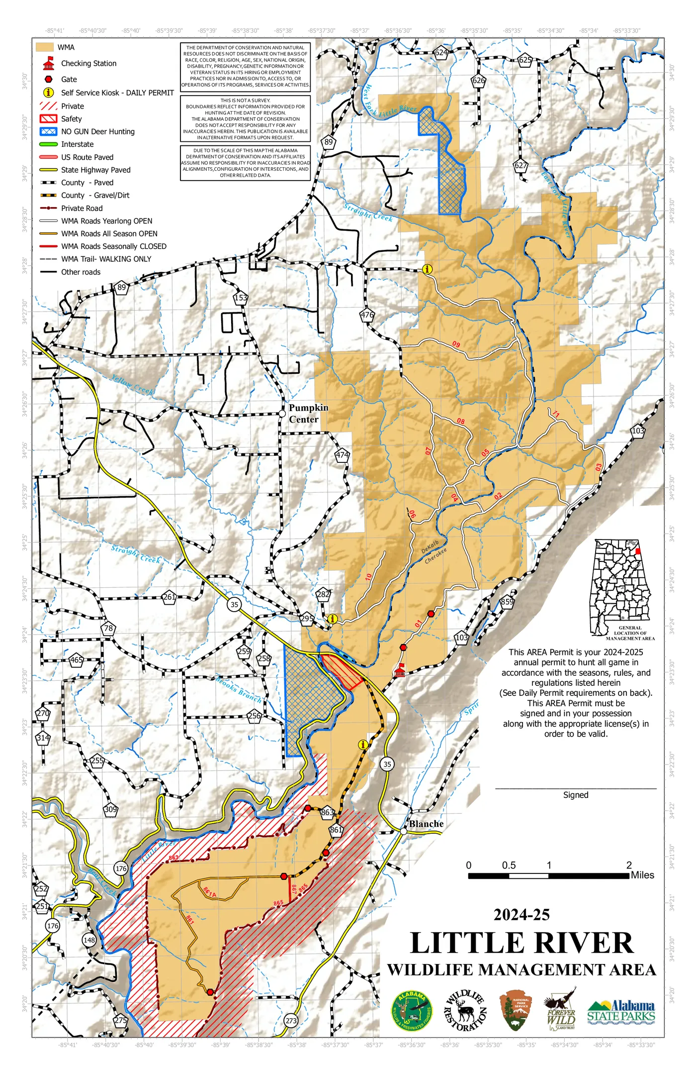Little River Wildlife Management Area map, 2024–25 edition