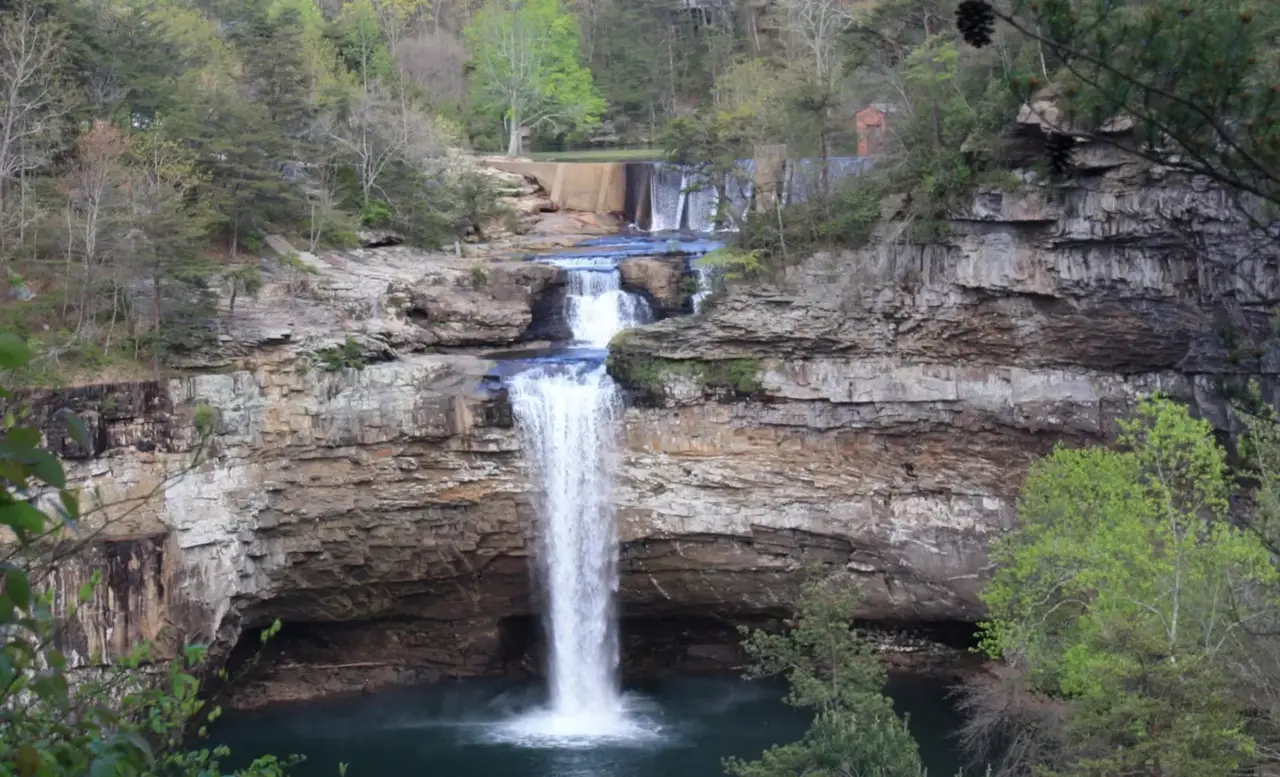 DeSoto Falls and the dam above it